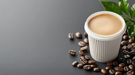 Sticker - Espresso in a paper cup with coffee beans