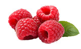 Ripe raspberries with leaf isolated on a white background