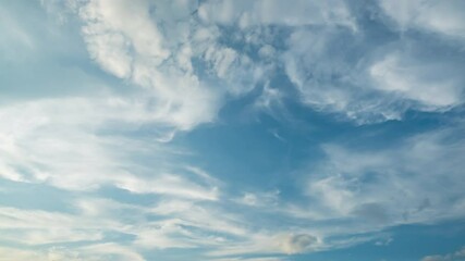 Wall Mural - blue sky with fluffy cloud time lapse on a sunny day 4k footage.