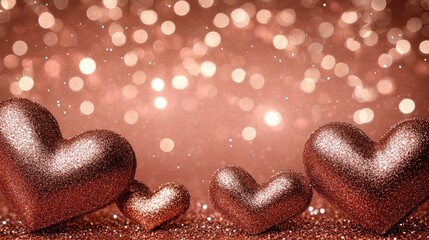 Poster - Sparkling hearts on a shimmering background