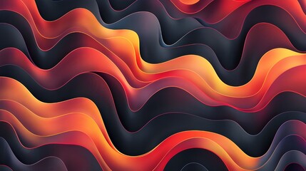 Poster - Abstract wavy layers in orange and red tones