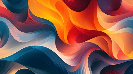 Poster - Multicolored abstract waves in a flowing pattern
