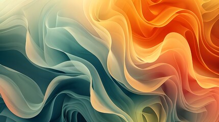 Poster - Soft flowing gradients in orange, yellow, and green tones