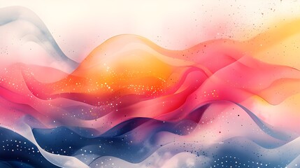 Poster - Vibrant flowing abstract waves with colorful gradient sparkles