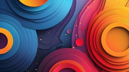 Poster - Abstract layered circles with vibrant gradient colors