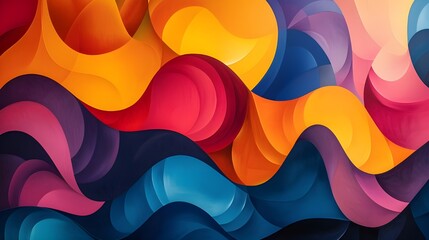 Poster - Colorful abstract curves and shapes in vibrant gradient hues