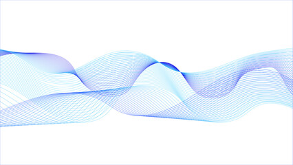 Wall Mural - abstract vector blue wave melody lines on white background. blue wave curve lines banner background 