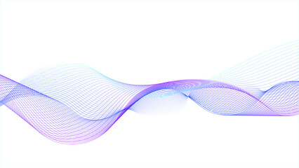 Wall Mural - abstract blue wave line vector background. wave of the many colored lines. blue wave lines on white 