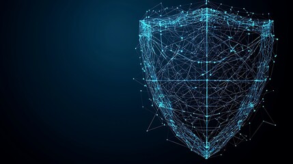 digital shield security concept, dark background, network protection