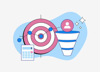 Poster - conversion funnel with target audience analysis, customer journey tracking, sales optimization and l