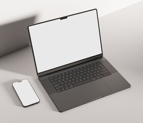Wall Mural - responsive web design and website mockup, devices mock up, smartphone desktop tablet laptop template