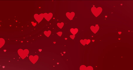Wall Mural - image of red hearts icons on red background