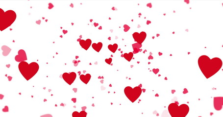 Wall Mural - Image of red hearts icons floating on white background