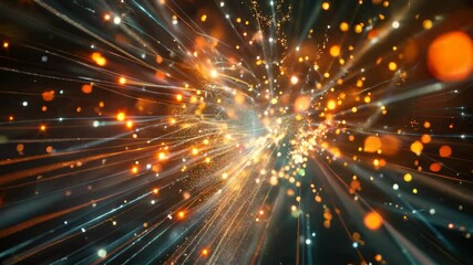 Poster - Dynamic glowing light streaks and particles with vibrant energy.