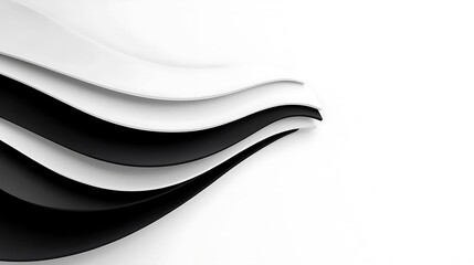 Poster - Abstract Black and White Wave Background