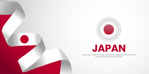 japan waving ribbon flag for national day and japan independence day banner background design with b