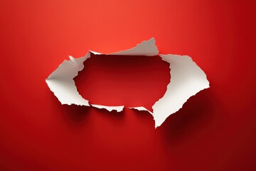 Poster - Abstract Red Background with Torn White Paper Hole