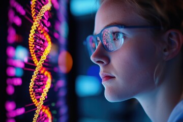 Poster - Analyzing dna structure laboratory scientific research modern environment close-up perspective genetic insights