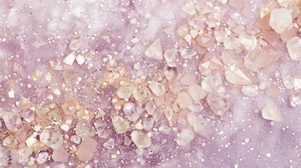 Wall Mural - a glittery, pink background with scattered clear and pink crystals.