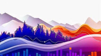 Poster - Colorful Abstract Data Visualization with Wavy Patterns and Dynamic Graph Elements