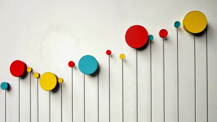 Poster - Colorful Discs with Strings Creating a Playful Wall Art Display in Modern Style
