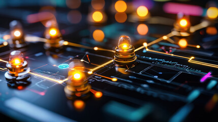 Leinwandbilder - creative digital rendering of futuristic strategy tool with glowing elements, showcasing intricate connections and vibrant colors. This evokes sense of innovation and technology