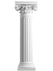 Poster - The image shows a detailed rendering of a freestanding white Corinthian column against a black background.