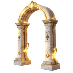 Poster - A 3D rendering of an ornate golden and marble archway, illuminated with sparkling lights, suggesting a grand and luxurious entrance.