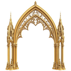 Aufkleber - A detailed image showcases a golden gothic archway with intricate carvings and supporting columns, evoking a sense of grandeur and architectural beauty.