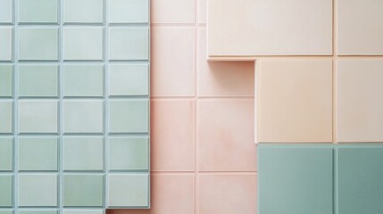 Aufkleber - A captivating arrangement of square tiles showcases a harmonious blend of pastel shades