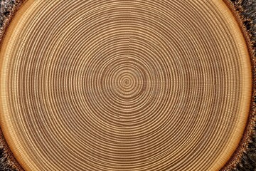 Aufkleber - Abstract close-up of tree growth rings with a circular wooden texture.