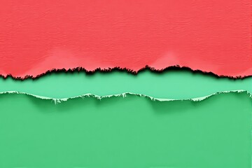Aufkleber - Abstract torn paper texture with red and green colors, creating a striking contrast.