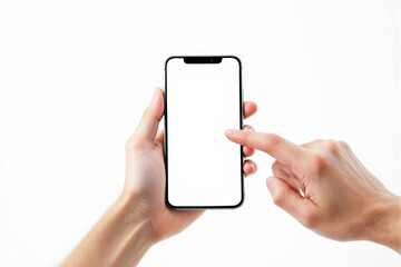 Aufkleber - Blank smartphone screen mockup in hands, isolated on white background.