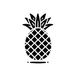Poster - Black and White Pineapple Icon: A bold, minimalist silhouette of a pineapple, with a spiky crown and textured skin, offers a fresh and contemporary graphic element for designs.