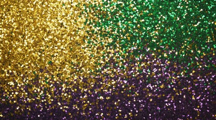 Wall Mural - A sparkling background of shimmering glitter in purple, green, and gold hues, blending seamlessly in a gradient