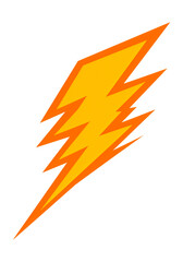 Poster - vibrant orange lightning bolt with shadow effect, isolated on transparency background, symbolizing energy and power