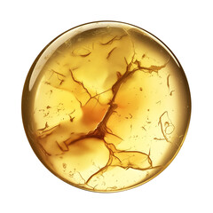 Poster - round, transparent resin sphere with metallic flecks and intricate patterns, resembling amber. sphere warm golden hue and detailed textures create captivating visual effect