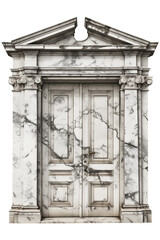 Poster - Elegant marble door with intricate veined patterns and classical design, isolated on transparency background. ornate architecture and detailed craftsmanship evoke sense of timeless beauty