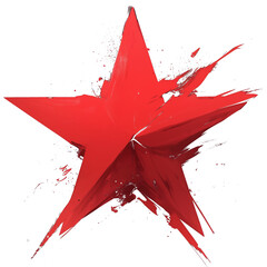 Poster - bold red star painted with dynamic brushstrokes stands out against transparency background, creating striking and energetic visual impact