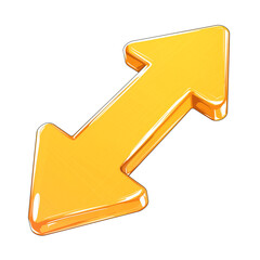 Aufkleber - shiny yellow double arrow with reflective surface isolated on transparency background, symbolizing direction and movement