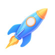© DOUGLAS - blue rocket with lightning bolt decals is isolated on transparency background, featuring vibrant colors and sleek design. rocket is depicted in dynamic, upward motion