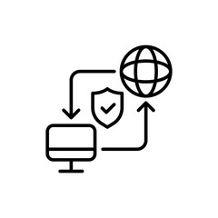 Poster - Remote access outline icons, minimalist vector illustration ,simple transparent graphic element .Isolated on white background