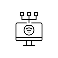 Poster - Remote access outline icons, minimalist vector illustration ,simple transparent graphic element .Isolated on white background