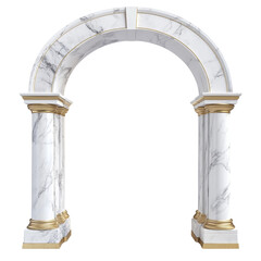Poster - A digitally rendered image showcases an elegant marble archway featuring golden accents and classical columns.