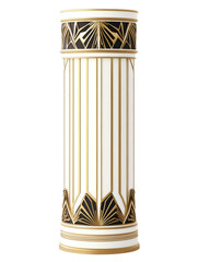 Poster - A tall white and gold art deco style column serves as a decorative pedestal ideal for display.