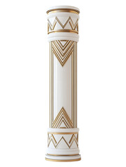 Poster - A tall white column with gold art deco style detailing serves as an elegant pedestal or display stand.