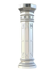 Aufkleber - This image shows a 3D render of a modern, white octagonal column with intricate detailing.