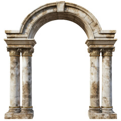 Aufkleber - A digitally rendered image showcases an aged stone archway supported by two intricately carved columns, suggesting classical architecture.