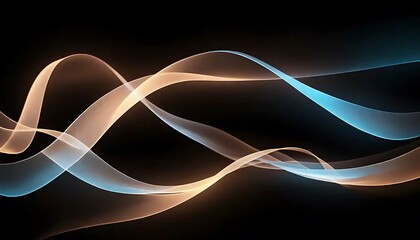 Poster - Abstract glowing waves in blue and orange hues