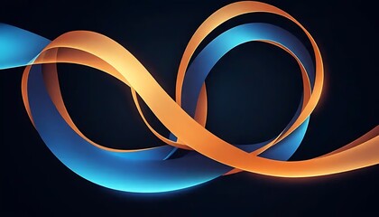 Poster - Abstract swirling blue and orange ribbons on black
